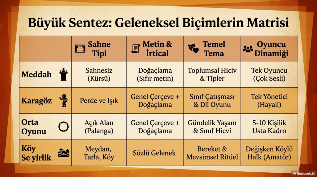 Türk tiyatrosunun geleneksel biçimleri karşılaştırma görseli