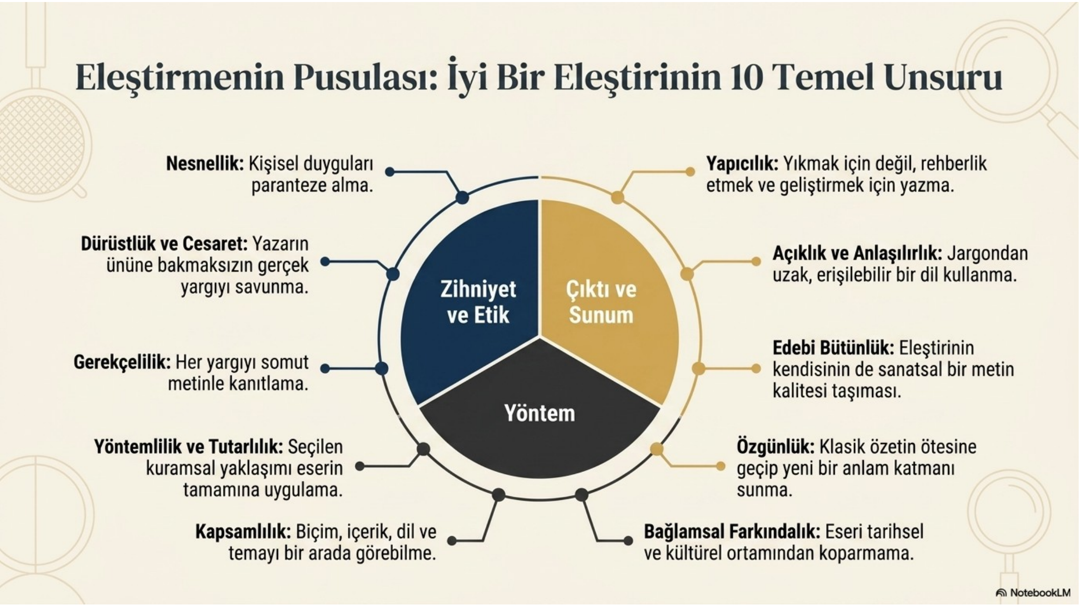 Eleştirinin on temel unsuru ders notu görseli