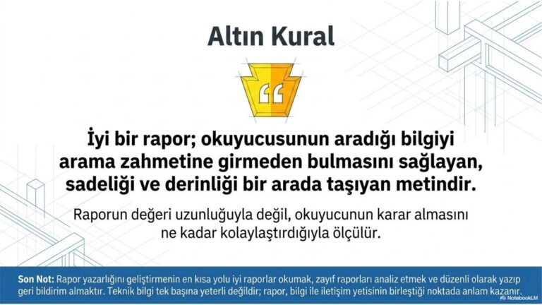 Rapor yazarlığı altın kural ders notu görseli